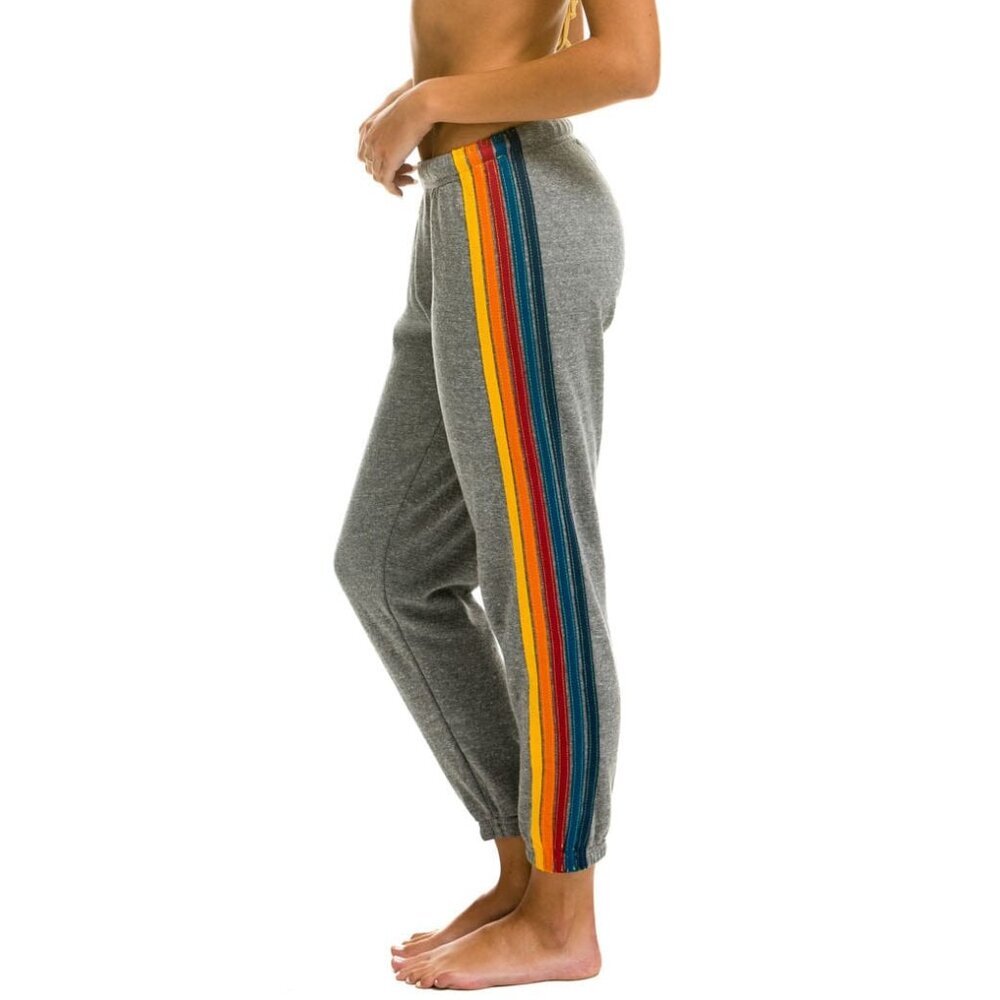 New Aviator Nation 5 Stripe Sweatpants Heather Grey sz Medium fashion $165 msrp - Picture 1 of 4